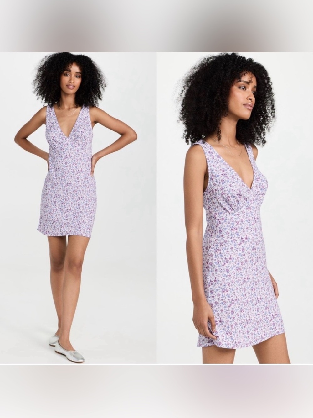 Reformation Floral V-Neck Mini Dress - Lavender